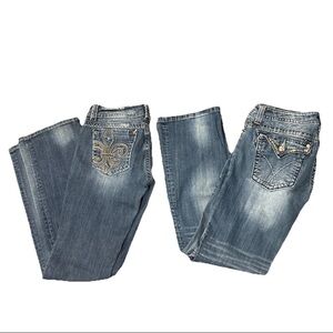 Miss Me Women's Boot Cut Jeans - Medium Blue Wash with Embellished Pockets